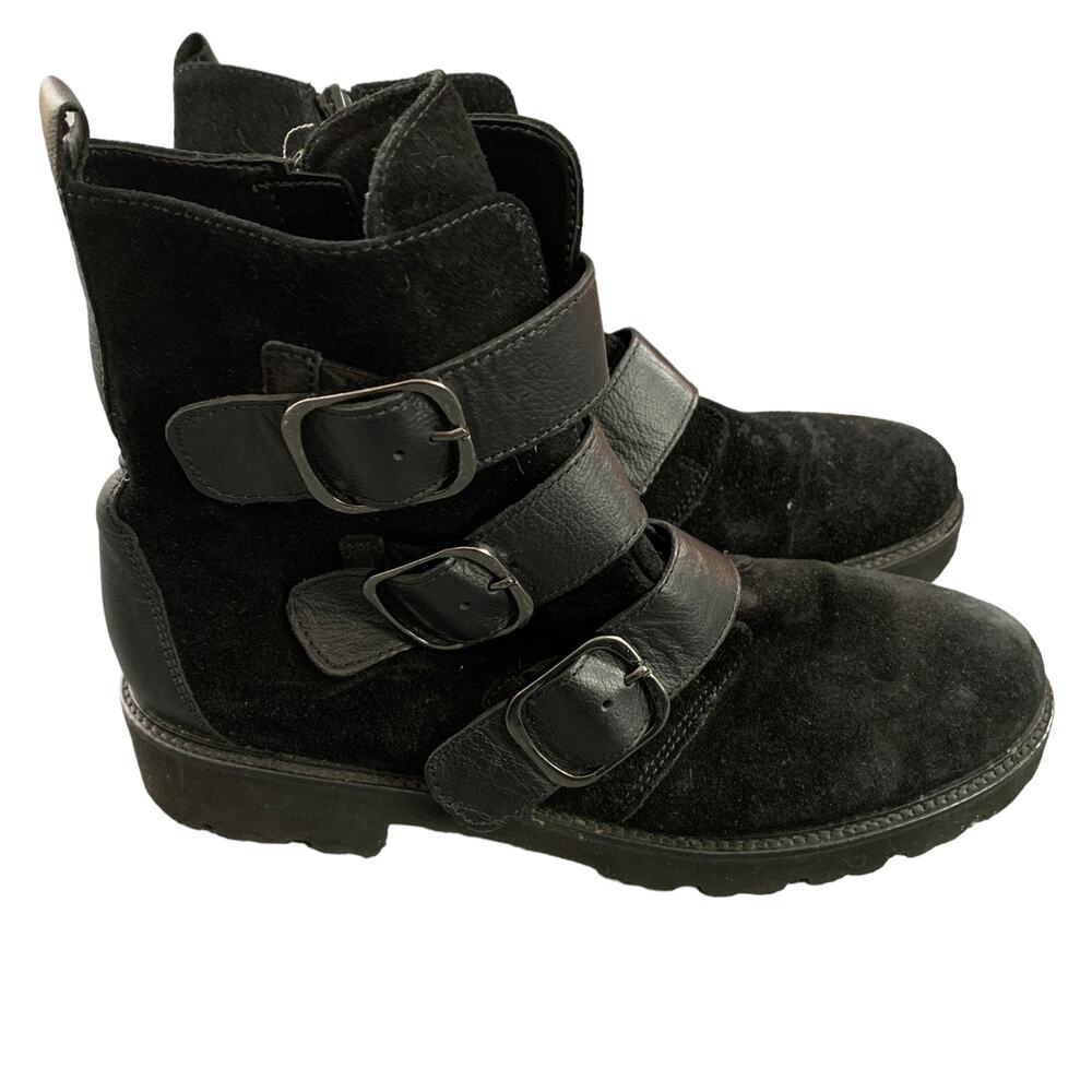Gabor Buckled Boots US Size 7 Black Suede Leather High Ankle